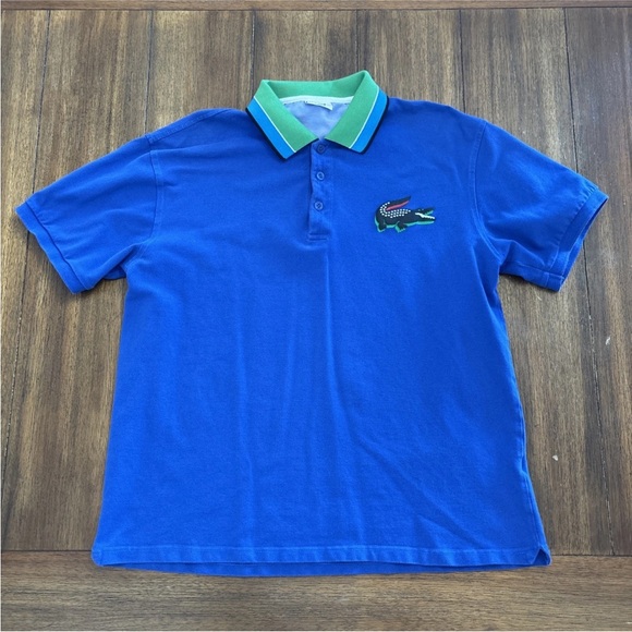 Lacoste Big Croc Men's Blue 3 Button Polo Shirt Size 6 - Picture 1 of 9